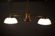 Mid 20th century walnut and brass ceiling light - TallBoy Interiors