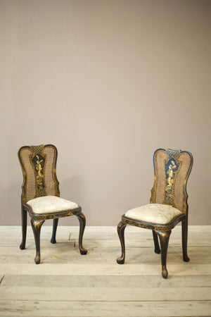 Pair of c.1900 Chinoiserie side chairs