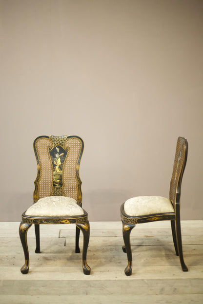 Pair of c.1900 Chinoiserie side chairs