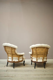 Pair of Napoleon III buttoned fishtail armchairs - TallBoy Interiors