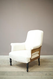 Single Napoleon III Square back armchair with tall turned legs - TallBoy Interiors