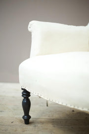 Single Napoleon III Square back armchair with tall turned legs - TallBoy Interiors