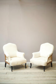 Pair of Unusual Napoleon III Shield back armchairs - TallBoy Interiors