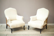 Pair of Unusual Napoleon III Shield back armchairs - TallBoy Interiors