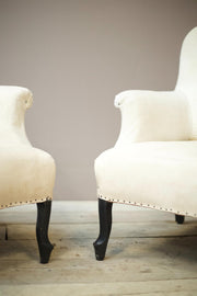 Pair of Unusual Napoleon III Shield back armchairs - TallBoy Interiors