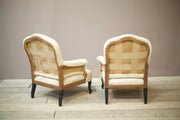 Pair of Unusual Napoleon III Shield back armchairs - TallBoy Interiors