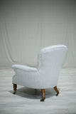 Antique Country house armchair upholstered in ticking fabric