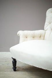 Napoleon III elegant proportion buttoned square back armchair - TallBoy Interiors