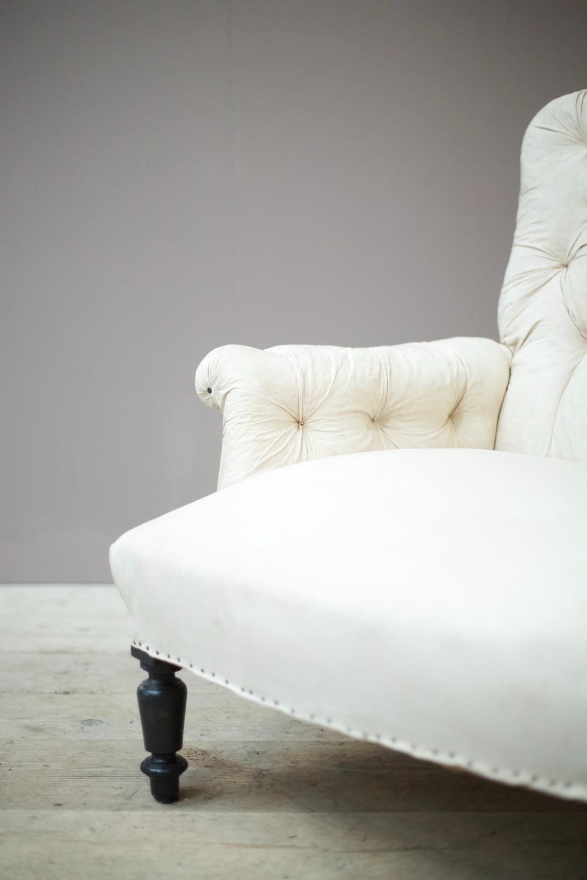 Napoleon III elegant proportion buttoned square back armchair - TallBoy Interiors