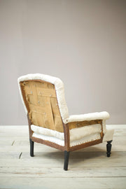 Napoleon III elegant proportion buttoned square back armchair - TallBoy Interiors