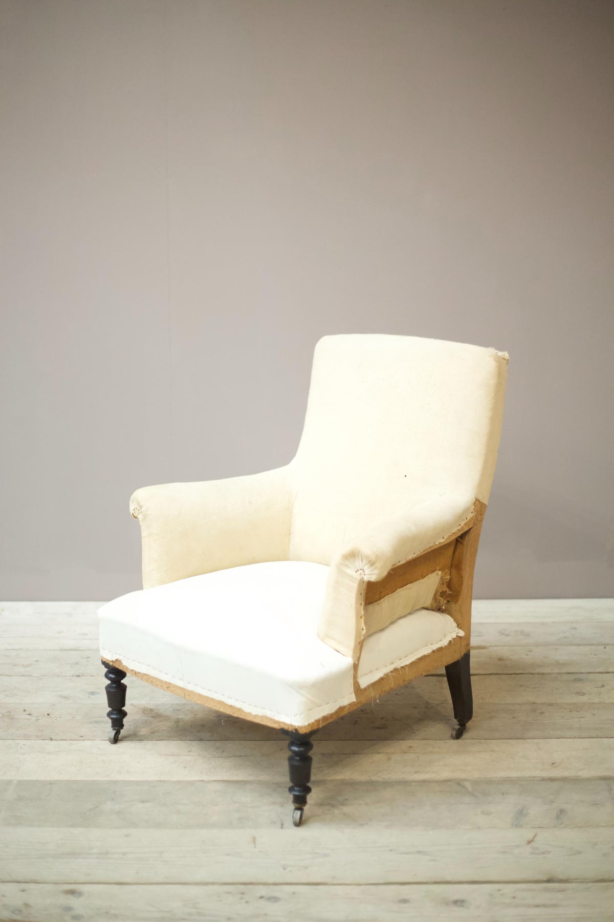 Napoleon III Square back armchair with turned legs - TallBoy Interiors
