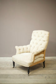 Napoleon III Large proportioned buttoned square back armchair - TallBoy Interiors