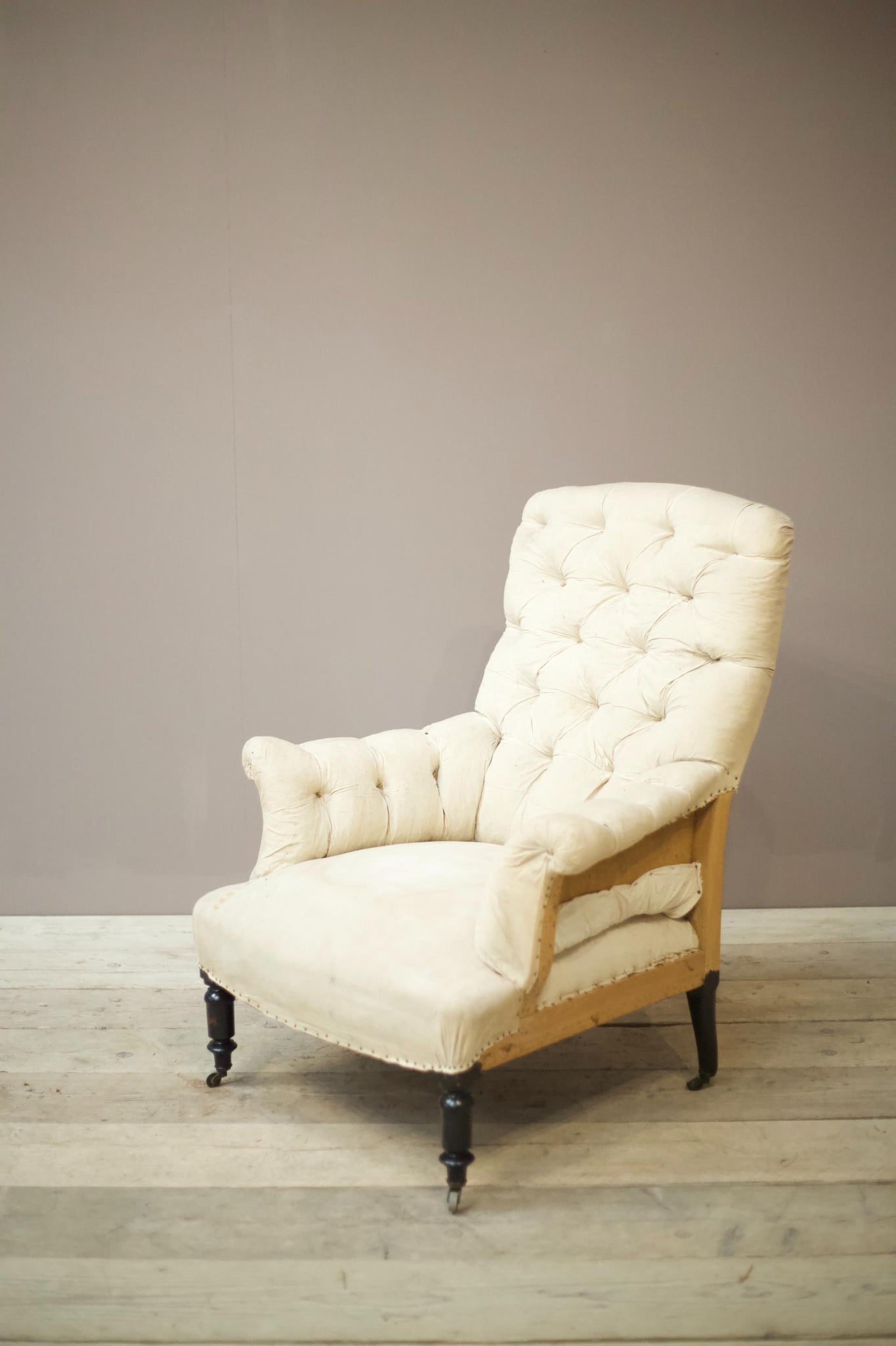 Napoleon III Large proportioned buttoned square back armchair