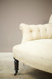 Napoleon III Large proportioned buttoned square back armchair - TallBoy Interiors