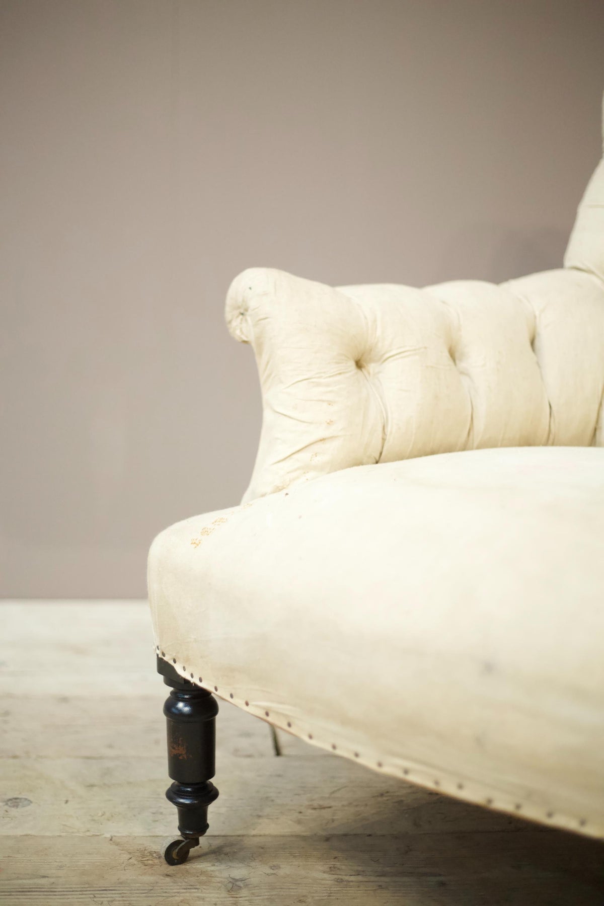 Napoleon III Large proportioned buttoned square back armchair - TallBoy Interiors