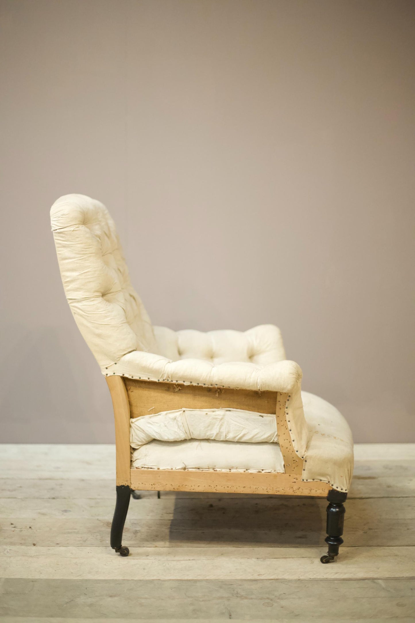 Napoleon III Large proportioned buttoned square back armchair