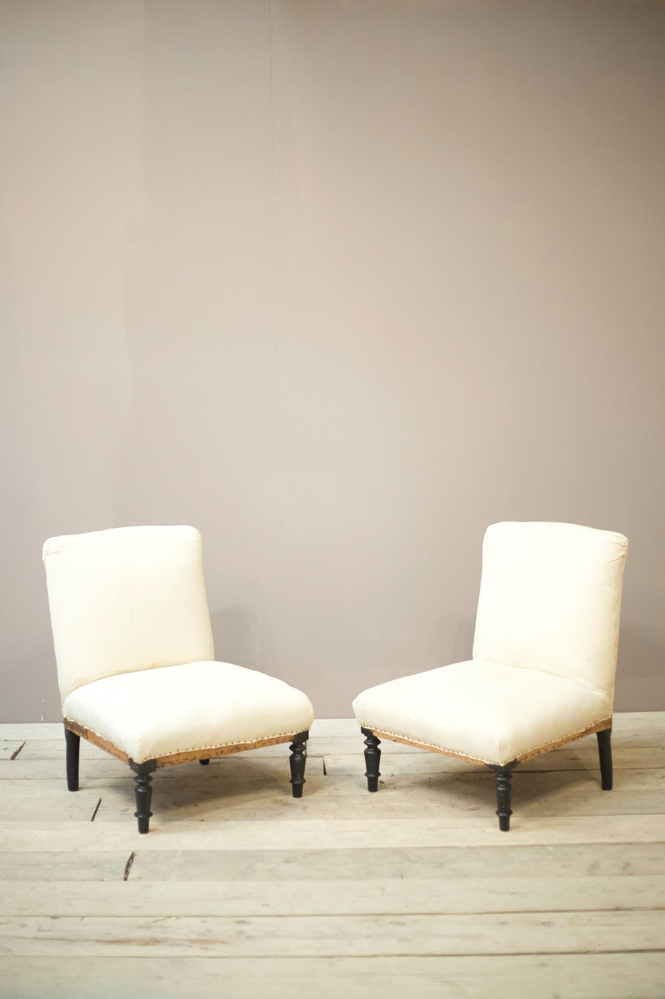 Pair of Napoleon III cushion backed side chairs