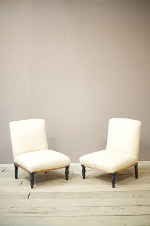 Pair of Napoleon III cushion backed side chairs