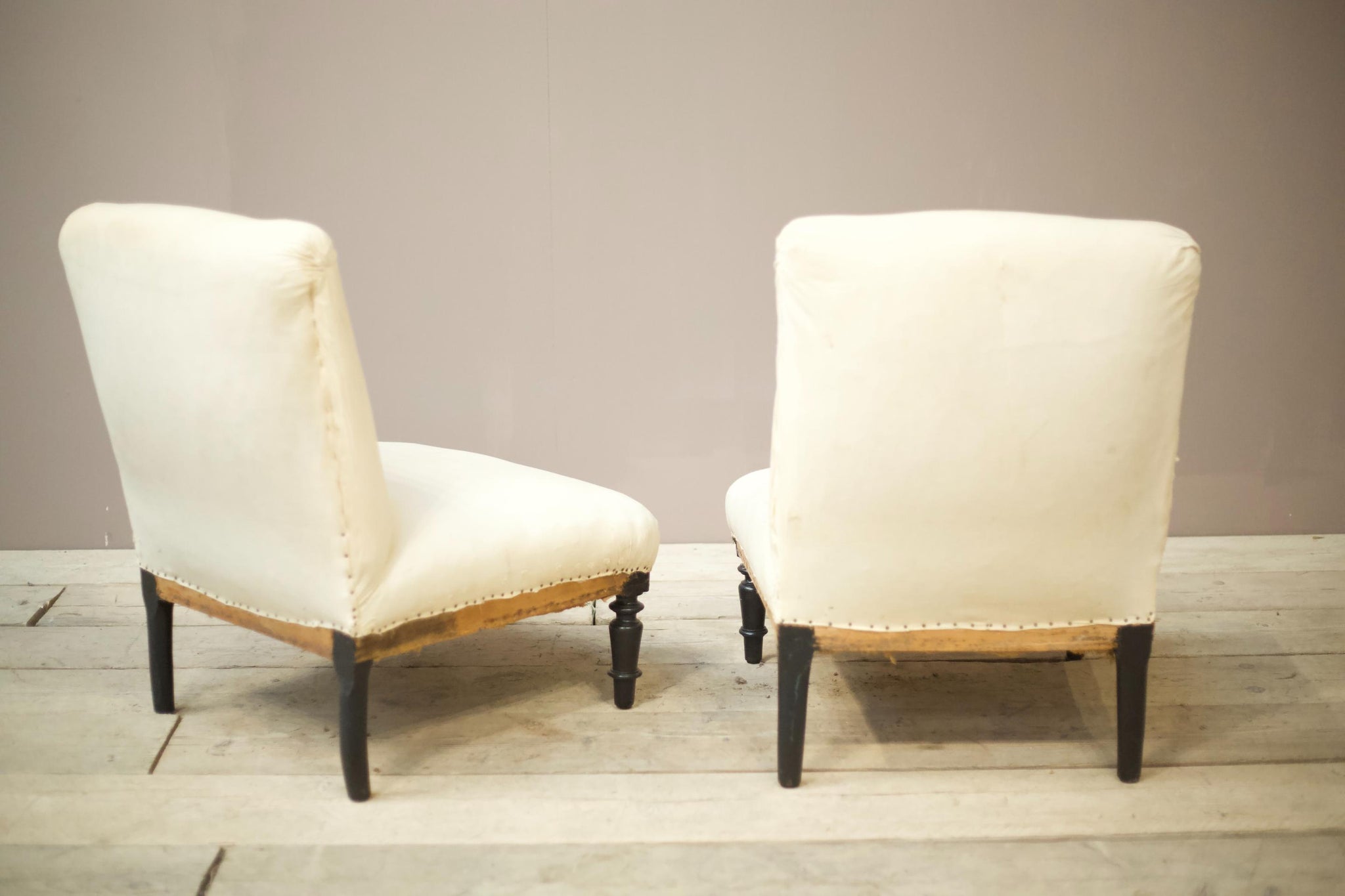 Pair of Napoleon III cushion backed side chairs