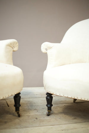 Pair of Napoleon III curved back armchairs