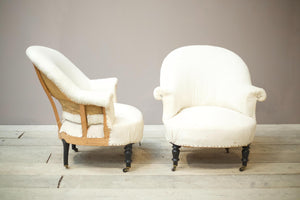 Pair of Napoleon III curved back armchairs