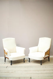 Pair of Napoleon III plain square back armchairs - TallBoy Interiors