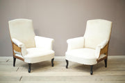Pair of Napoleon III plain square back armchairs - TallBoy Interiors