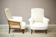 Pair of Napoleon III plain square back armchairs - TallBoy Interiors