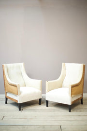Pair of 1930's French square sided armchairs - TallBoy Interiors