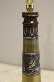 Antique Early 20th century brass and cloisonne table lamp