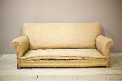 Antique 1930's English country house square back sofa