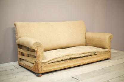 Antique 1930's English country house square back sofa