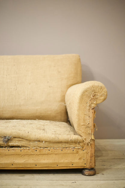 Antique 1930's English country house square back sofa