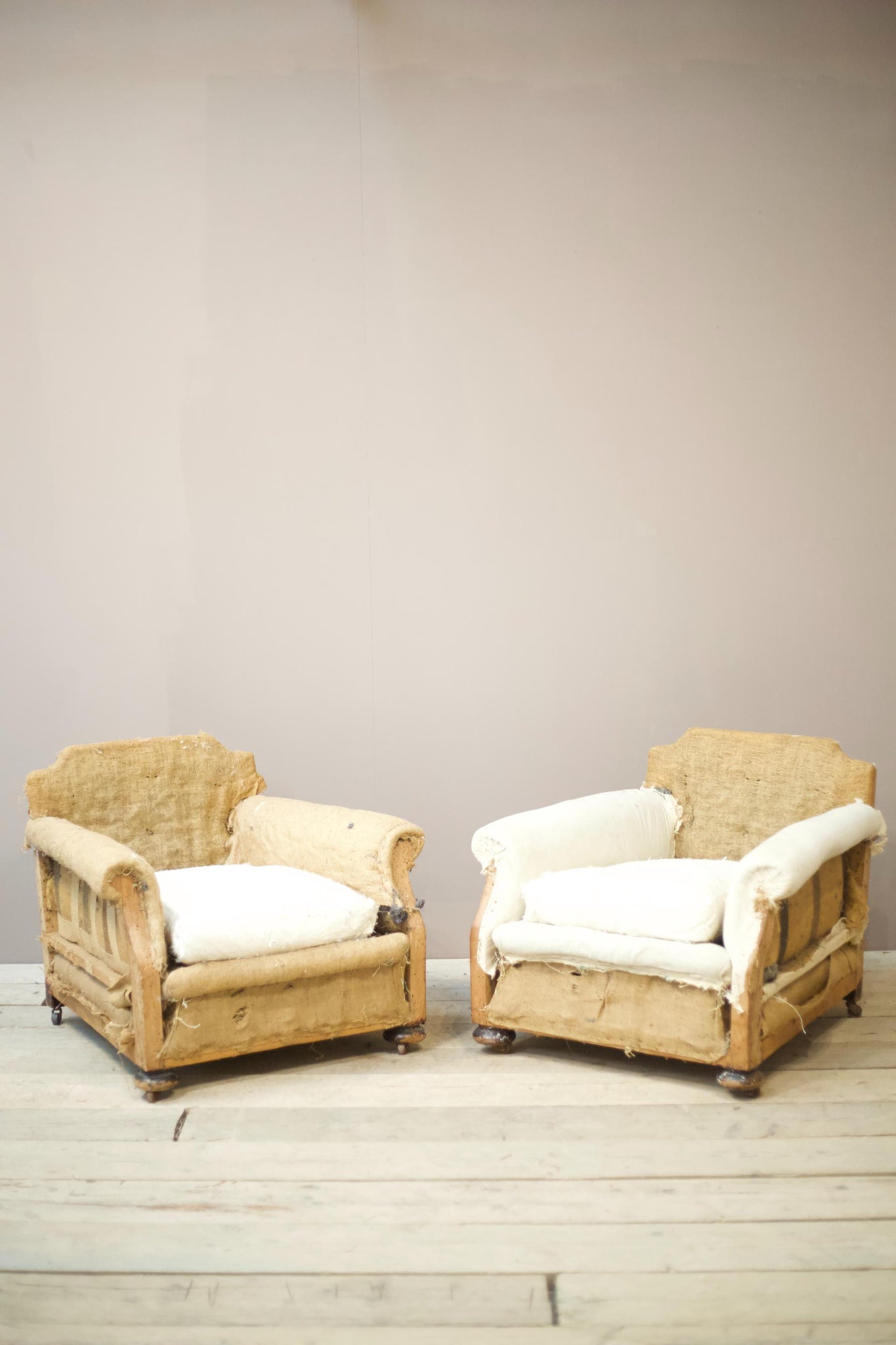 RESERVED Pair of c.1900 English deep seated armchairs