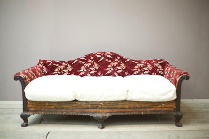 Antique c.1900 Camel back deep seated country house sofa