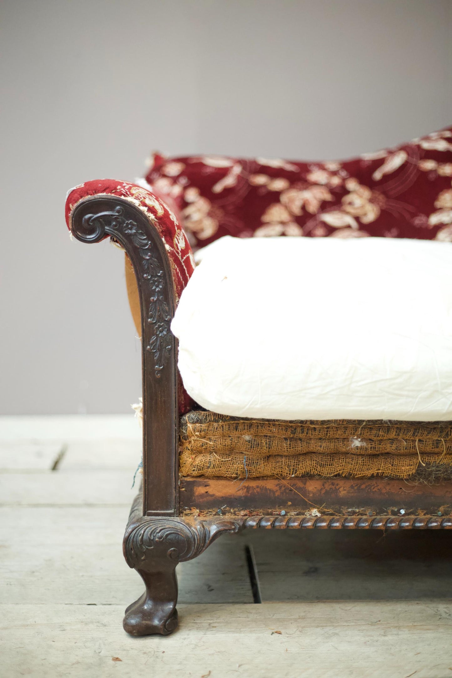 Antique c.1900 Camel back deep seated country house sofa