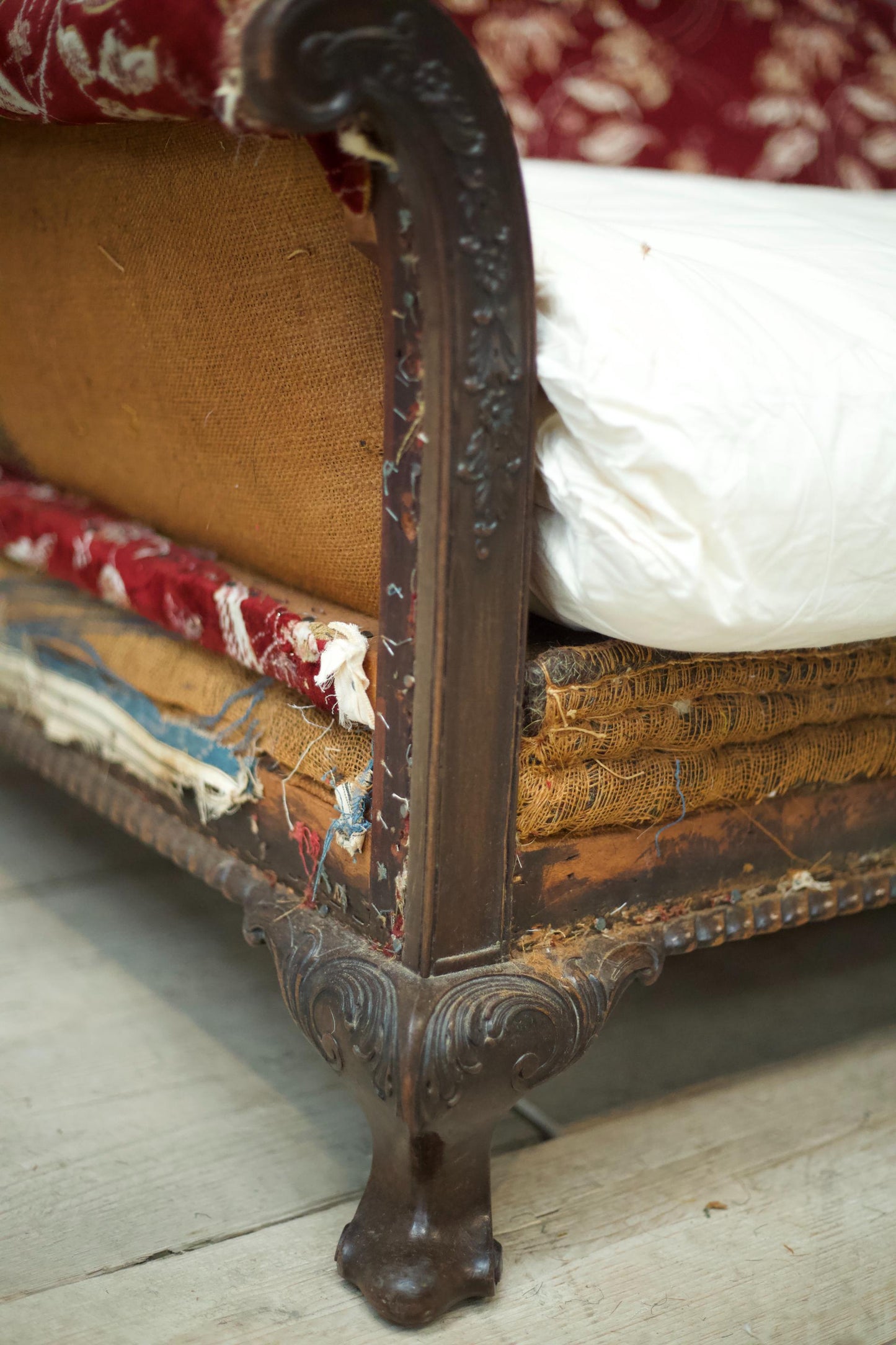 Antique c.1900 Camel back deep seated country house sofa
