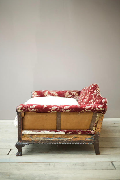 Antique c.1900 Camel back deep seated country house sofa