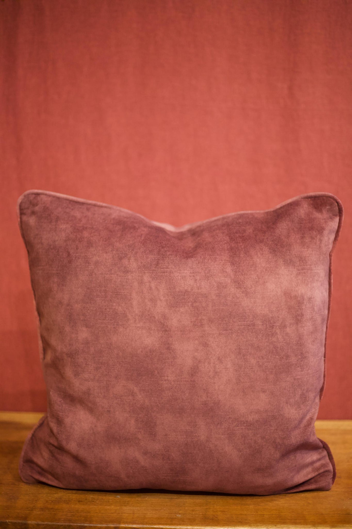 Ox blood worn velvet scatter cushions - 20 inch