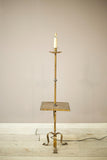 Mid century Spanish gilt metal floor lamp with table
