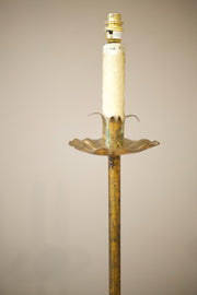 Mid century Spanish gilt metal floor lamp with table - TallBoy Interiors