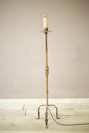 20th century Spanish gilt metal floor lamp - Dark - TallBoy Interiors