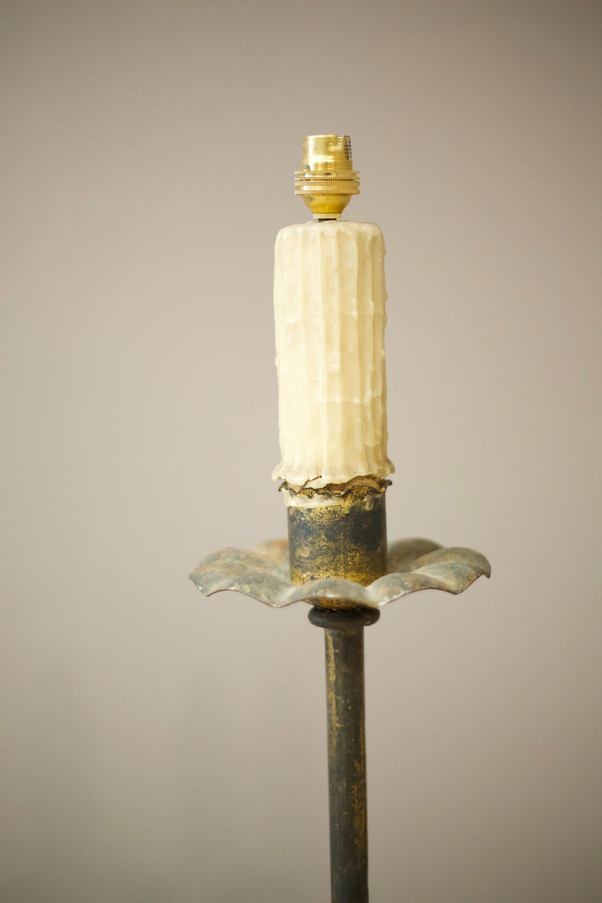 20th century Spanish gilt metal floor lamp - Dark - TallBoy Interiors