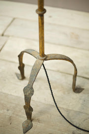 20th century Spanish gilt metal floor lamp - Dark - TallBoy Interiors