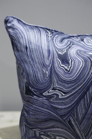 Blue smooth mineral print cushion-18inch