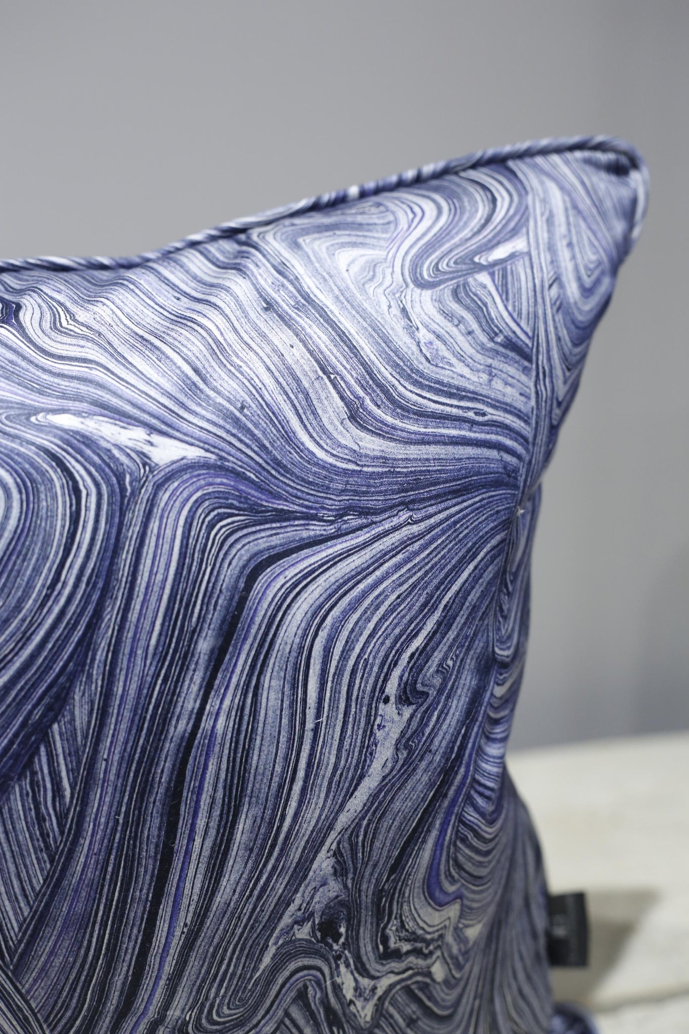 Blue smooth mineral print cushion-18inch