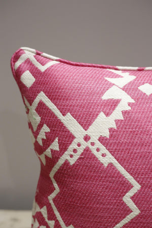 Bold pink geometric cushion- 18 inch
