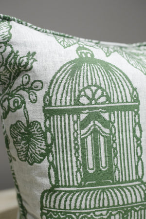 Green Toile de Jouy pattern cushion- 18inch