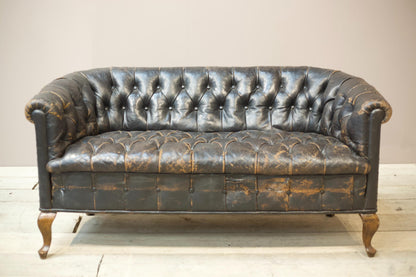 c.1900 buttoned leather chesterfield sofa
