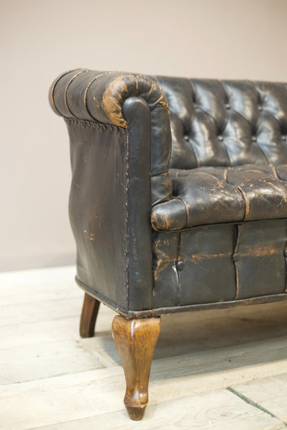 c.1900 buttoned leather chesterfield sofa